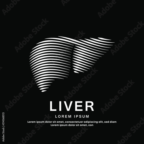 Human liver medical structure. Creative simple line art Vector logo liver silhouette on a dark background. liver care logo vector template suitable for organization, company, or community. EPS 10
