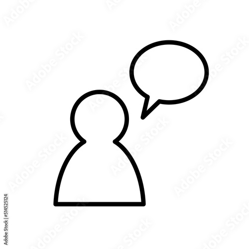 Symbol człowieka z dymkiem rozmowy - ikona wektorowa