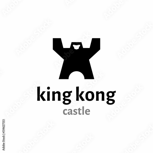 king kong castle logo design, unique and clean modern and minimalist style logo, double meaning logo