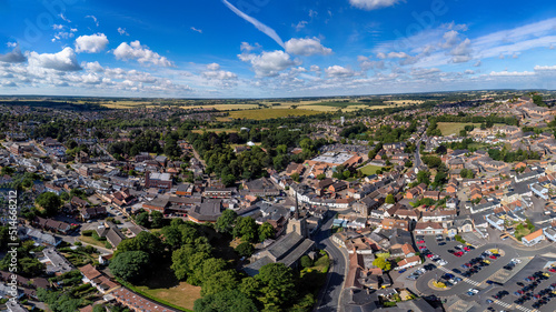 An aerial view of the town of Stowmarket in Suffolk, UK