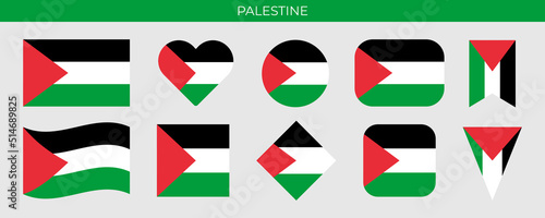 Palestine flag icon set vector illustration. Design template