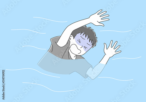 川や海で溺れる男性