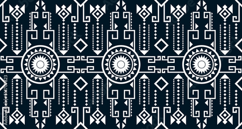 Abstract ethnic geometric print pattern design repeating background texture in black and white. EP.15