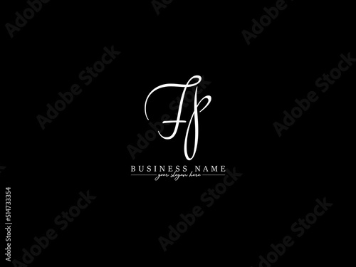 Abstract FP Signature Logo, Signature Fp pf Logo Letter Vector Image With New Black Signature Letter Design