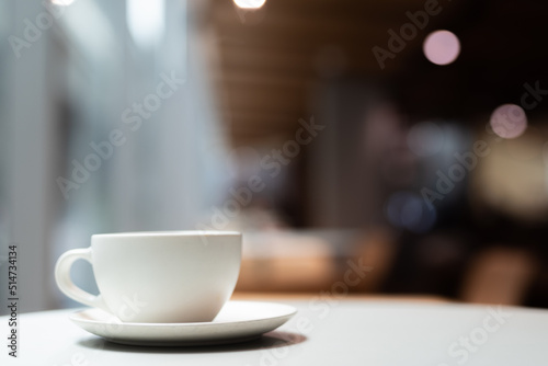 Coffee cup on table with copy space