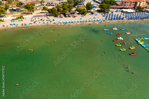 Aerial view of the beach in Medulin town in Istra, Croatia