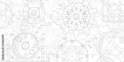 Engineering industrial background.Technical drawing .Technology banner.Vector illustration .