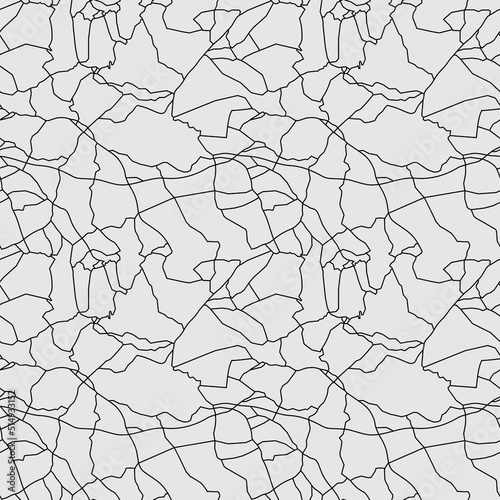 Craquelure for ceramic tile, seamless linear pattern. Stylish texture with repeating lines randomly. Grunge texture, consisting of fine cracks on the glazed surface. Vector grunge background 