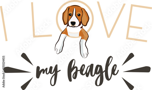 T-shirt graphic design, typography slogan I love my beagle, vector illustration for t-shirt.