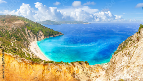 Landscape with Myrtos beach on Kefalonia, Ionian island, Greece