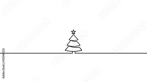 Weihnachtsbaum mit Stern als Umriss in Schwarzweiß 
