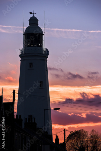 lighthouse at sunset in coastal resort of Withernsea,East Yorkshire,uk,europe by Dazell photography