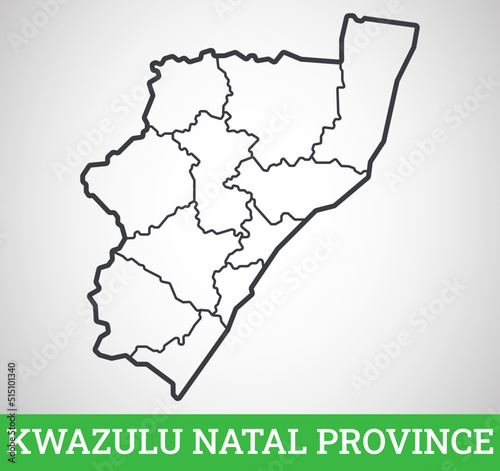 Simple outline map of Kwazulu, South Africa. Vector graphic illustration.