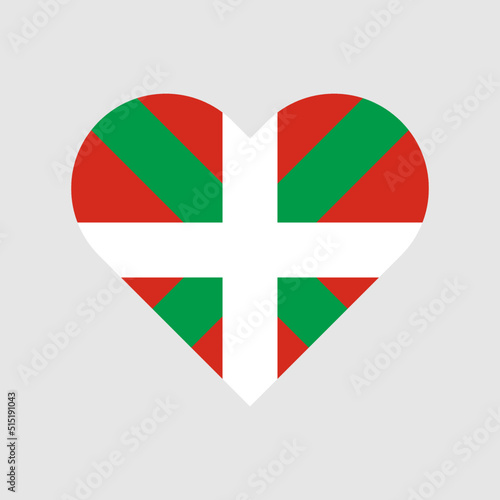heart shape icon with basque flag. vector illustration isolated on gray background