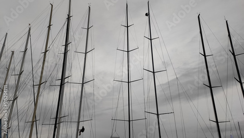 Saint Tropez, France, October 5, 2021: Les Voiles de Saint-Tropez, Wally, IRCA, Maxi yachts moored. Les Voiles de St Tropez is the most extravagant Mediterranean regatta.