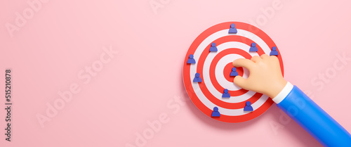 Target audience customer segmentation marketing strategy concept, target customer, buyer persona, marketing segmentation, job recruitment concept, people icon target group and aiming, 3d rendering