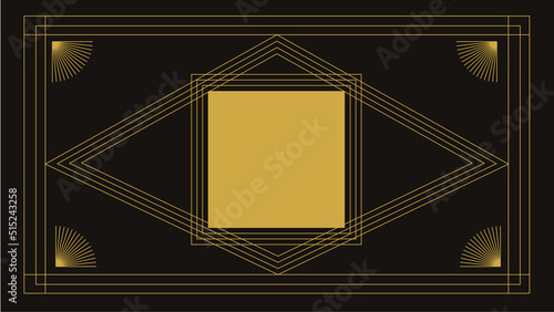 Art deco divider header set. Gold retro artdeco border 1920s decorative ornaments, vector minimal elegant golden frames creative template design for wedding invitation card