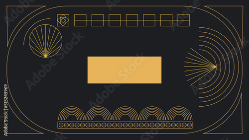 Art deco divider header set. Gold retro artdeco border 1920s decorative ornaments, vector minimal elegant golden frames creative template design for wedding invitation card