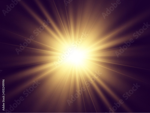  Bright beautiful star.Vector illustration of a light effect on a transparent background. 