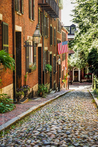 Historic Acorn Street of Beacon Hill, Boston, Massachusetts