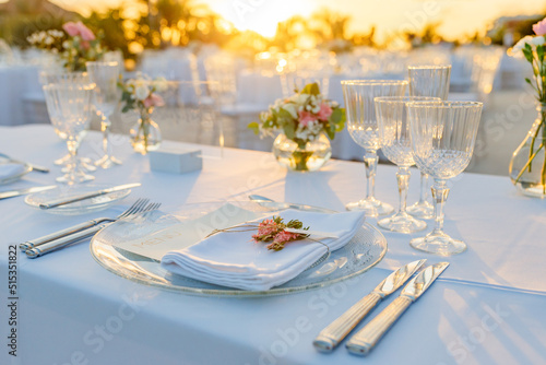 Served banquet table on street