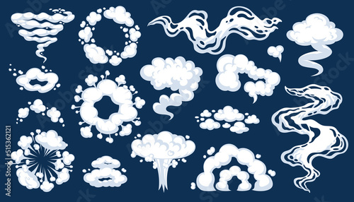 Comic cartoon smoke or cloud, vector speed motion effects