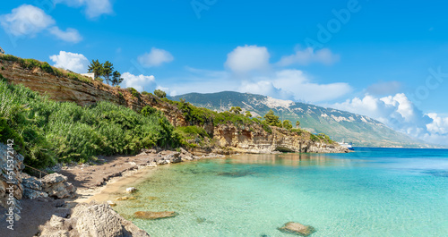 Landscape with Pessada beach on Kefalonia, Ionian island, Greece