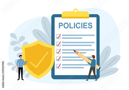 Business policy document concept vector illustration. Insurance policies.