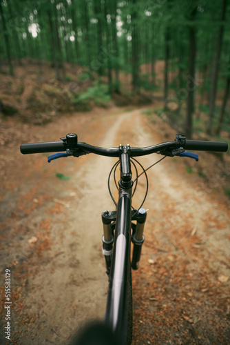 Outdoors isolated close-up of bicycle handlebars
