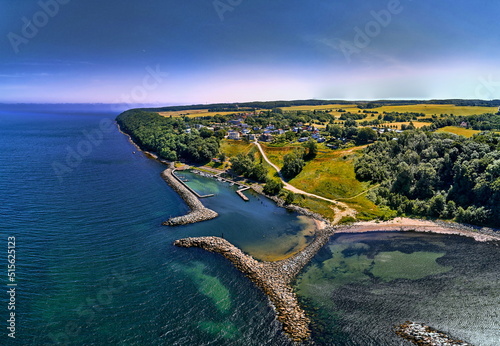aerial view on harbour of Lohme on Isle of Ruegen