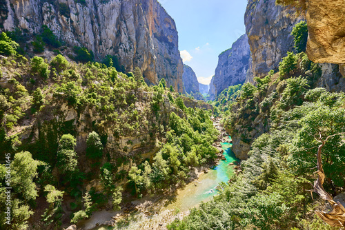 Hiking on the Trail "Sentier de l'Imbut" in the Verdon Canyon in Provence - France