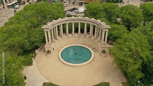 Aerial view of the Millennium Monument at the Wrigley Square, Chicago, Illinois, USA