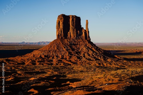 Hand shaped rock formation of the Monument Valley in Monument Valley Navajo Tribal Park, AZ, USA