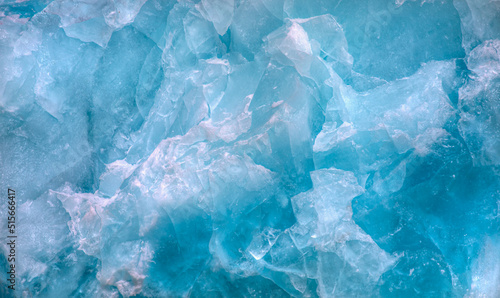 A close-up of the layered surface of a blue glacier - Knud Rasmussen Glacier near Kulusuk - Greenland, East Greenland