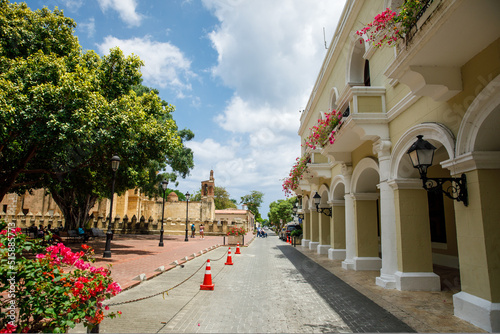 30.06.2022 SANTO DOMINGO, DOMINICAN REPUBLIC El Conde street and famous Calle Las Damas. Colonial Zone of Santo Domingo, UNESCO World heritage.