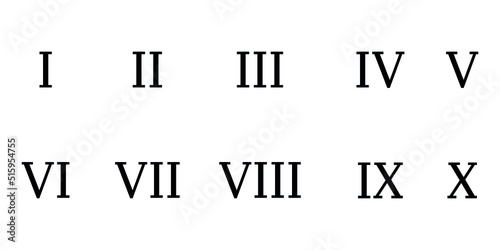 Roman numerals chart vector illustration isolated on white background