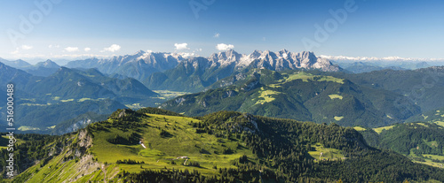 Summer in the Pinzgauer Saalachtal, view of the Loferer Steinberge, Unken, Pinzgau, Salzburger Land, Austria, Europe