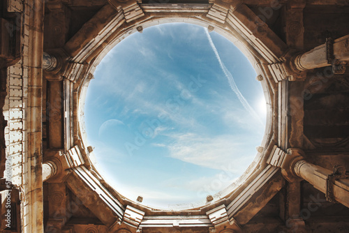 Looking up through the collapsed central dome.