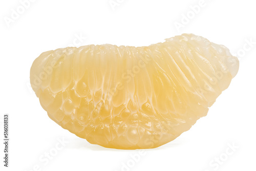 Fresh fruit slice pomelo on white background.