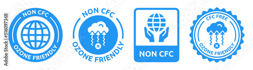 Non CFC ozone friendly badge vector icon set illustration.