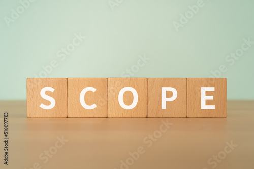 スコープ・範囲のイメージ｜「SCOPE」と書かれたブロック 