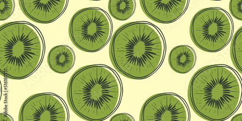 Kiwi print seamless pattern for wallpaper, background, banner, cookbook, textile, fabric, menu