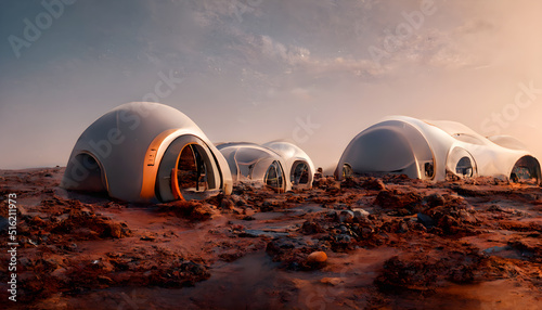 Mars Kolonie mit einer Station im roten Sand