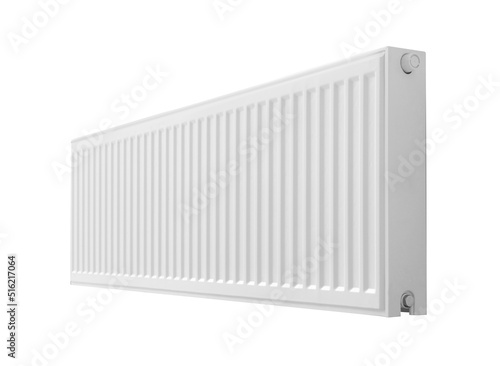 Modern panel radiator on white background. Heating system