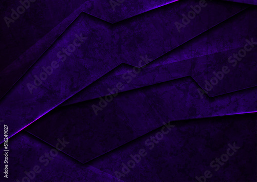 Abstract dark violet geometric minimal grunge background with neon lights. Vector design