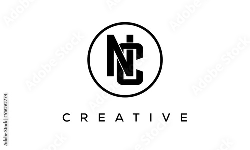 Monogram / initial letters NC creative corporate customs typography logo design. spiral letters universal elegant vector emblem with circle for your business and company.