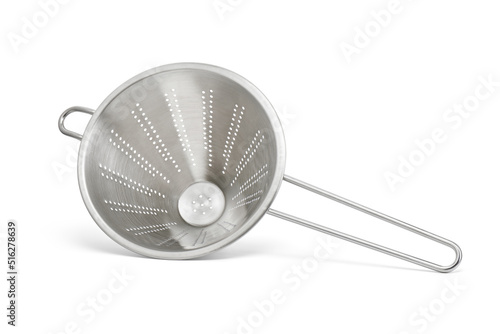 Stainless conical strainer with handle, cut out, photo stacking