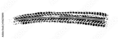 Auto tire tread grunge element. Car and motorcycle tire pattern, wheel tyre tread track. Black tyre print. Vector illustration isolated on white background.