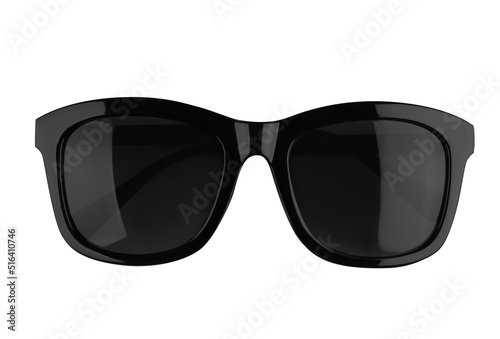 New stylish sunglasses isolated on white, top view