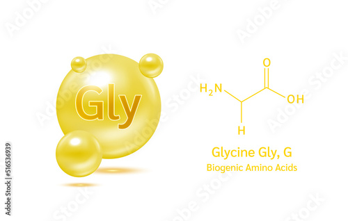Important amino acid glycine and structural chemical formula and line model of molecule. Arginine blue on a white background. 3D Vector Illustration. Medical and scientific concepts.